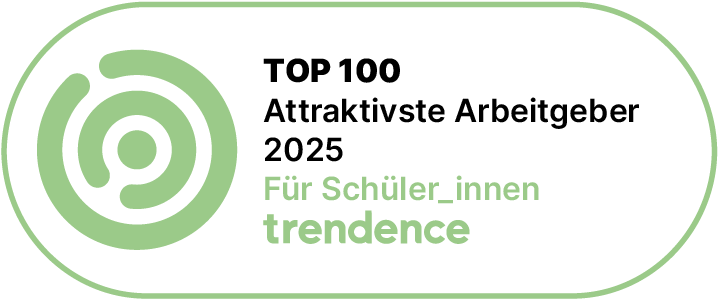 Top 100 Auszeichnung als attraktivster Arbeitgeber 2025 für Schüler_innen, verliehen von trendence